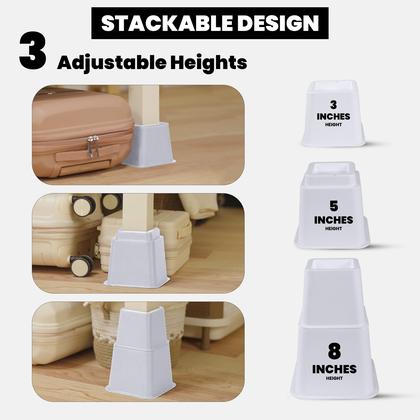 Imagem de Roupa de cama Furniture Risers Utopia com elevação de cama ajustável de 3, 5 ou 8 polegadas (conjunto de 4)
