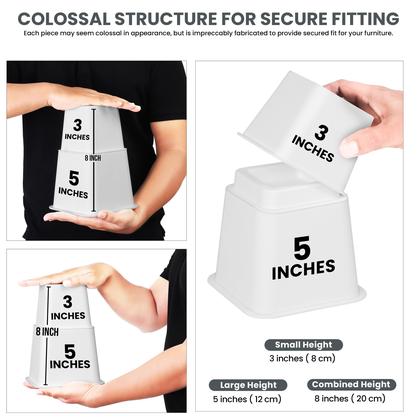 Imagem de Roupa de cama Furniture Risers Utopia com elevação de cama ajustável de 3, 5 ou 8 polegadas (conjunto de 4)
