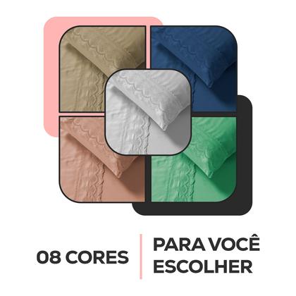 Imagem de Roupa de Cama Jogo De Lençol King Size 4 Peças 400 Fios Micropercal Bordado Inglês Toque Macio Luxo Premium