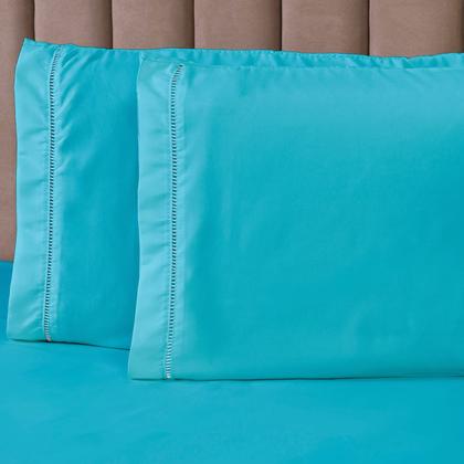 Imagem de Roupa de Cama Jogo Lençol Casal Queen Size 400 Fios Micropercal 3 Peças Toque Macio Premium