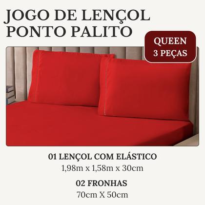 Imagem de Roupa de Cama Jogo Lençol Casal Queen Size 400 Fios Micropercal 3 Peças Toque Macio Premium