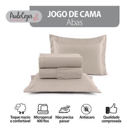 Imagem de Roupa De Cama Kit Lençol 400 Fios King 04 Peças Com Aba