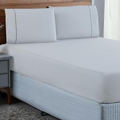 Imagem de Roupa de Cama Solteiro 300 Fios com Ponto Palito 2 peças Lençol 100% Algodão