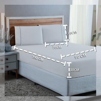Imagem de Roupa de Cama Solteiro 300 Fios com Ponto Palito 2 peças Lençol 100% Algodão