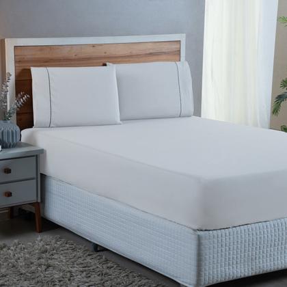 Imagem de Roupa de Cama Solteiro 300 Fios com Ponto Palito 2 peças Lençol 100% Algodão
