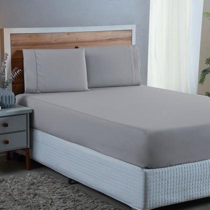 Imagem de Roupa de Cama Solteiro 300 Fios com Ponto Palito 2 peças Lençol 100% Algodão