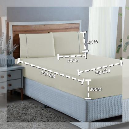 Imagem de Roupa de Cama Solteiro 300 Fios com Ponto Palito 2 peças Lençol 100% Algodão