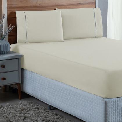 Imagem de Roupa de Cama Solteiro 300 Fios com Ponto Palito 2 peças Lençol 100% Algodão