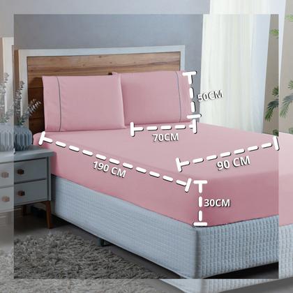 Imagem de Roupa de Cama Solteiro 300 Fios com Ponto Palito 2 peças Lençol 100% Algodão