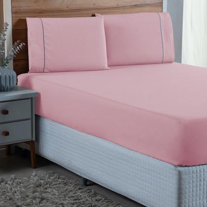 Imagem de Roupa de Cama Solteiro 300 Fios com Ponto Palito 2 peças Lençol 100% Algodão