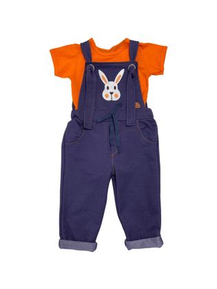Imagem de Roupa de Páscoa Conjunto Jardineira Coelho e Body Laranja