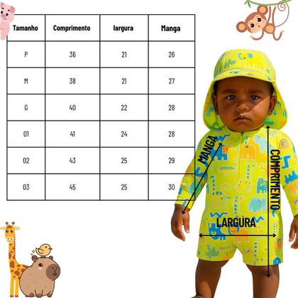 Imagem de Roupa de Praia Bebê com Proteção Uv50 kit com Baldinho de Areia Menina Menino