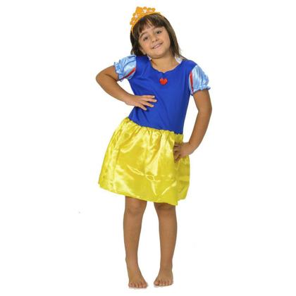 Imagem de Roupa De Princesa Infantil Branca De Neve Com Coroa
