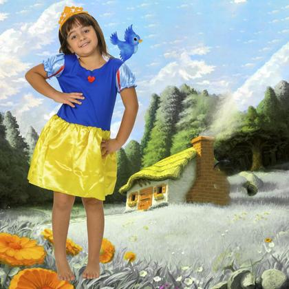 Imagem de Roupa De Princesa Infantil Branca De Neve Com Coroa