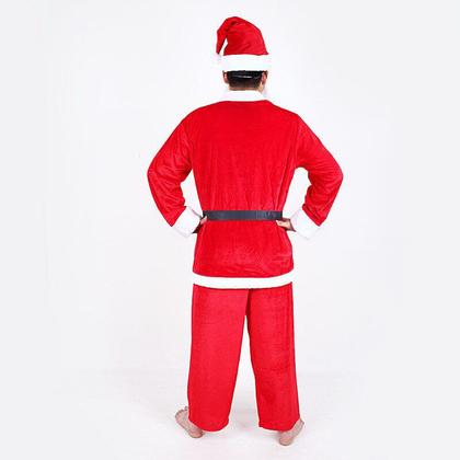 Imagem de Roupa Fantasia Natal Papai Noel + Sino Tecido Cetim 6 Pçs