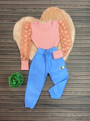 Imagem de Roupa Feminina Infantil Blusa Tule Calça Jogger Blogueirinha