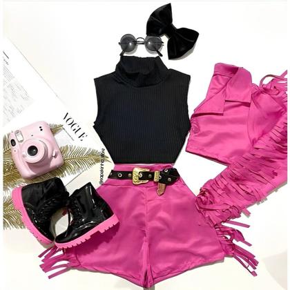 Imagem de Roupa infantil de Menina pink 3 Peças Ana Castela Boiadeira  festa Aniversario rodeio fantasia