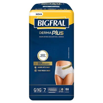 Imagem de Roupa Íntima Bigfral Derma Plus Pants Premium Tamanho G/XG - 8 Pacotes com 7 Fraldas - Total 56 Tiras