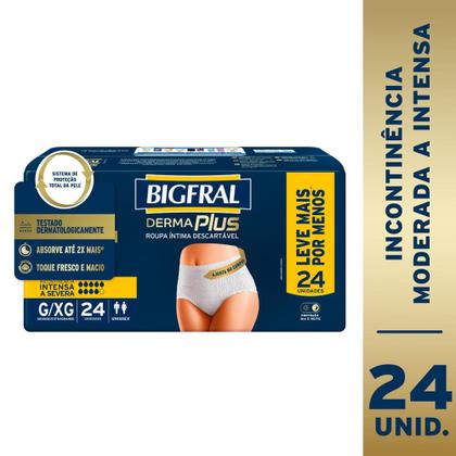 Imagem de Roupa Íntima Descartável Unissex Bigfral Derma Plus Tamanho G/XG 24 Unidades Leve Mais Por Menos