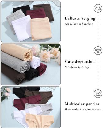 Imagem de Roupa íntima feminina ALL OF SHE, calcinha hipster de algodão, pacote com 6