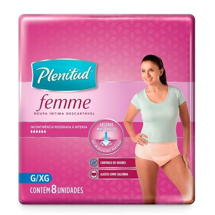 Imagem de Roupa Íntima Plenitud Active Mulher Tamanho G/XG - 4 Pacotes com 8 Fraldas - Total 32 Tiras