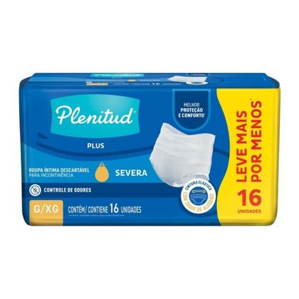 Imagem de Roupa Íntima Plenitud Protect Plus Tamanho G/XG - 2 Pacotes com 16 Fraldas - Total 32 Tiras