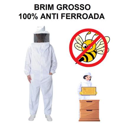 Imagem de Roupa Macacão Apicultor Apicultura com Luvas Brim Grosso G GG XG XGG XXGG