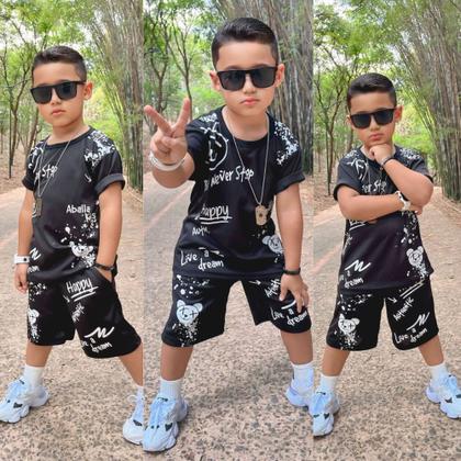 Imagem de Roupa Menino Infantil Camisa Bermuda Conjunto Masculino