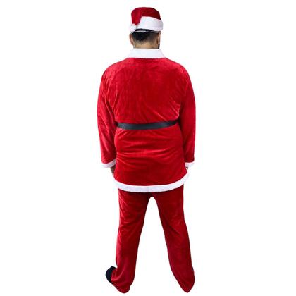 Imagem de Roupa Papai Noel Luxo 5 Peças Natal Fantasia Natalina Roupa Completa Adulto Brilhante