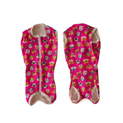 Imagem de Roupa Pós Cirúrgica Para Cachorro UV Fêmea Rosa Cachorrinhos