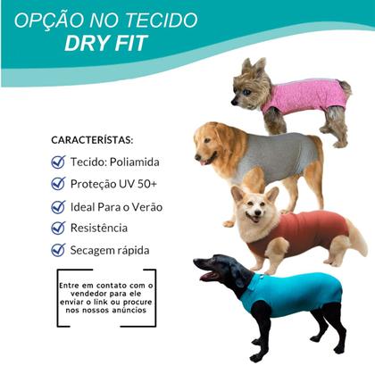Imagem de Roupa Protetora Pós Cirúrgica Para Cachorro Castração de Macho e Fêmea e Cirurgias Abdominais