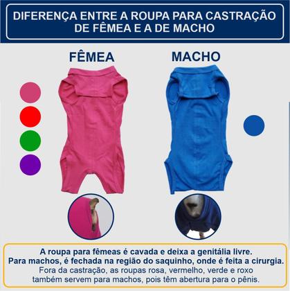 Imagem de Roupa Protetora Pós Cirúrgica Para Cachorro Castração de Macho e Fêmea e Cirurgias Abdominais
