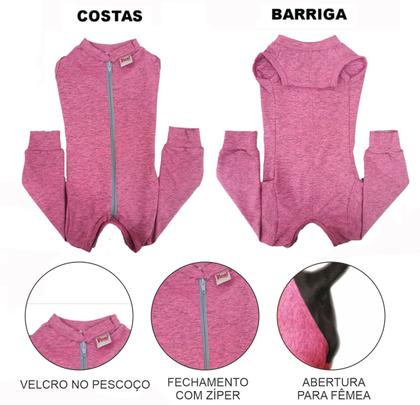 Imagem de Roupa Protetora Pós Cirúrgica Para Cachorro Corpo e Membros Posteriores Pernas Traseiras Tecido Dry Fit Com Proteção Solar