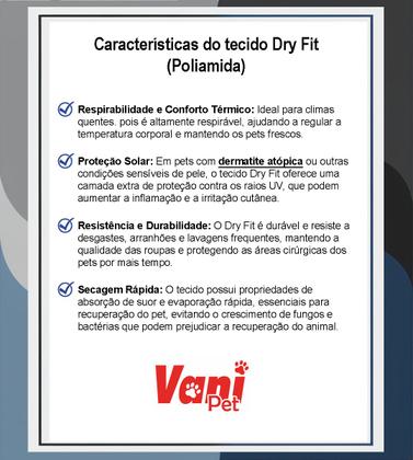 Imagem de Roupa Protetora Pós Cirúrgica Para Castração de Cachorro Macho e Fêmea Tecido Dry Fit Com Proteção Solar