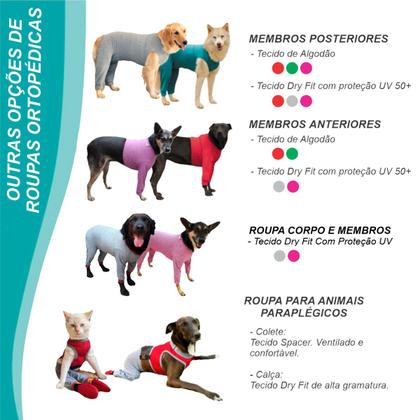 Imagem de Roupa Protetora Pós Cirúrgica Para Castração de Cachorro Macho e Fêmea Tecido Dry Fit Com Proteção Solar