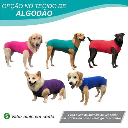 Imagem de Roupa Protetora Pós Cirúrgica Para Castração de Cachorro Macho e Fêmea Tecido Dry Fit Com Proteção Solar