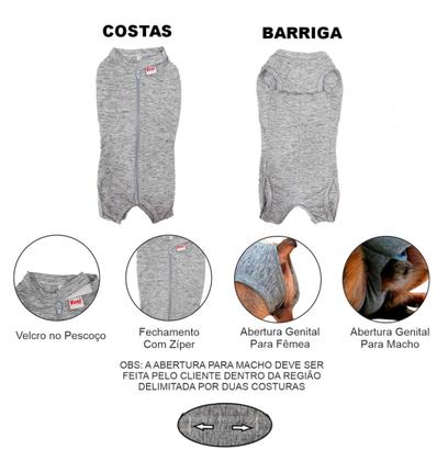 Imagem de Roupa Protetora Pós Cirúrgica Para Castração de Cachorro Macho e Fêmea Tecido Dry Fit Com Proteção Solar