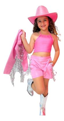 Imagem de Roupa Rosa Castela Boiadeira Fantasia Infantil country Chapéu