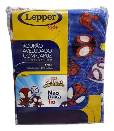 Imagem de Roupão Aveludado Infantil Quimono com Capuz Spider-Man