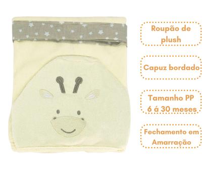 Imagem de Roupão d bebê plush c/ capuz bordado bublim bichinhos ii enx