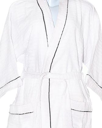 Imagem de Roupão de Banho Briza Atoalhado Adulto c/ Viés 100% Algodão Manga Curta (4022)  Rosa  Tam GG