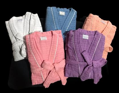 Imagem de Roupão de Banho Briza Atoalhado Adulto c/ Viés 100% Algodão Manga Curta (4022)   Salmão   Tam G