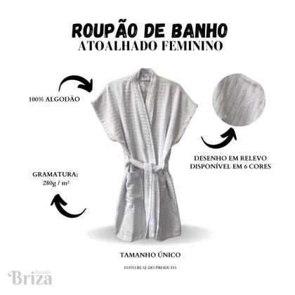 Imagem de Roupão de Banho Briza Atoalhado Feminino Adulto 100% Algodão Manga Curta (4009) - Tam Único Vermelho