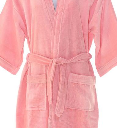 Imagem de Roupão de Banho Briza Veludo Adulto 100% Algodão Manga Curta (3008)  Azul  Tam GG