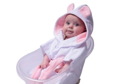 Imagem de Roupão de Banho Infantil com Capuz Para Bebê 1 a 12 Meses