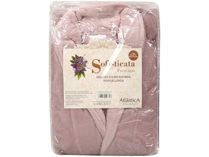 Imagem de Roupão de Inverno Atlântica Sofisticata Premium de Microfibra Rosa Suave