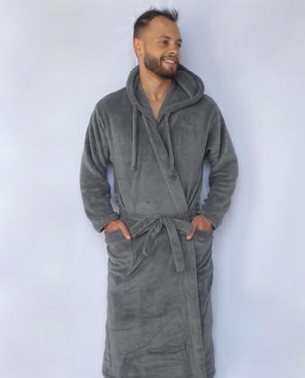 Imagem de Roupão de microfibra fleece - com capuz - Drozzy 