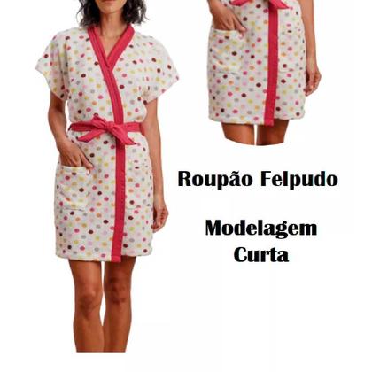 Imagem de Roupao Felpudo Adulto Curto Estampado Dots GG Rosa Lepper