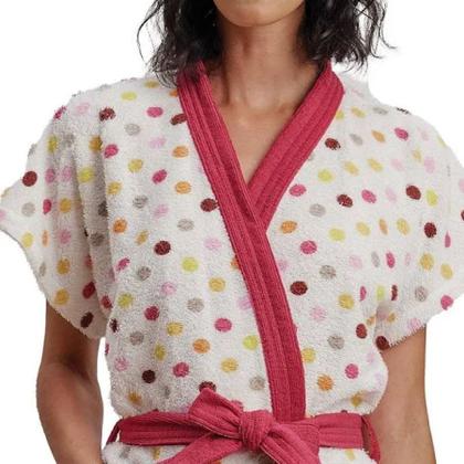 Imagem de Roupao Felpudo Adulto Curto Estampado Dots GG Rosa Lepper