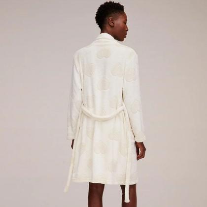 Imagem de Roupão Fem Hering Estampado em Fleece Off White KG4G1ASI